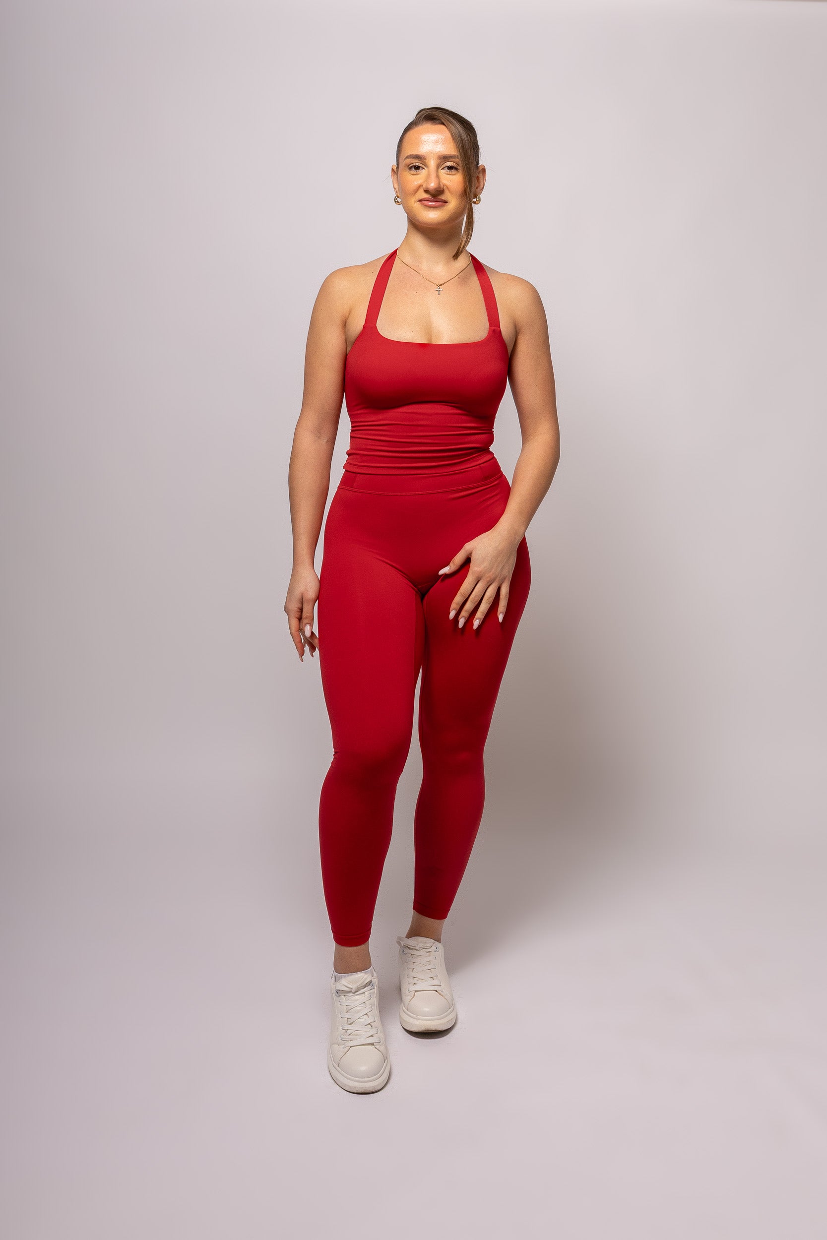 Velora Sculpt Halter Top Rodo Red